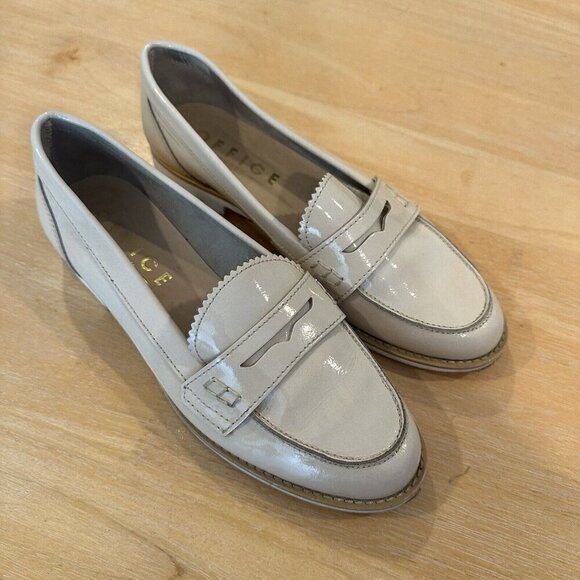Office London Shoes Womens Sz 40 Off White Patent Leather Low Heel Loafers - Picture 1 of 8